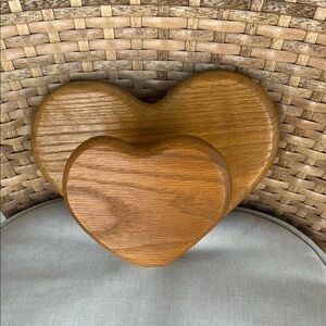 Vintage wooden heart towel holder